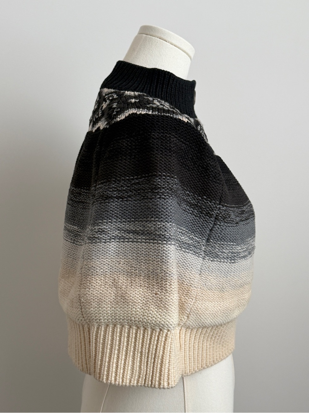 Ports 1961 Wool Ombre Fair Isle Wool Cape Sweater Cardigan Poncho XS - Picture 2 of 11